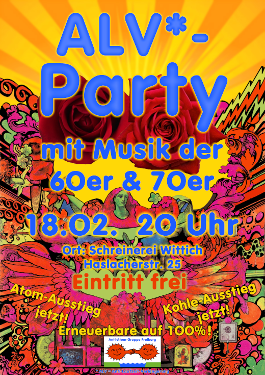 Plakat: ALV*-Party am 18.02.2023 - Grfik: Samy - Creative-Commons-Lizenz Nicht-Kommerziell 3.0